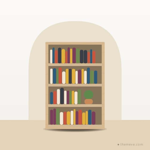 Five-Shelf Bookcase — Oak